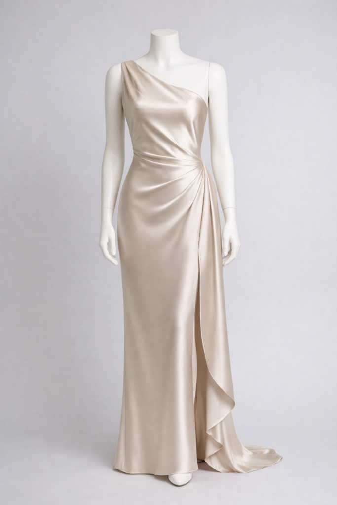Elegant Satin Draped Gown