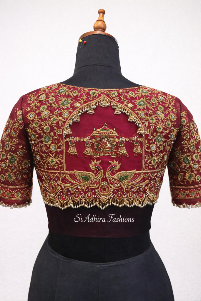 Bridal Aari Work Blouse – Handcrafted Traditional Design.