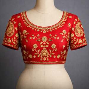 Floral Aari work blouse.