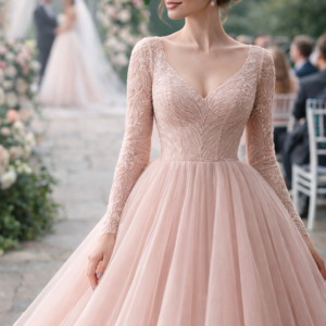 Tulle Ball Gown with Full Sleeves – Wedding Guest Edition