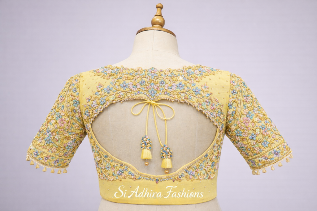 Customised Designer Aari Work Blouse – Party & Reception Wear