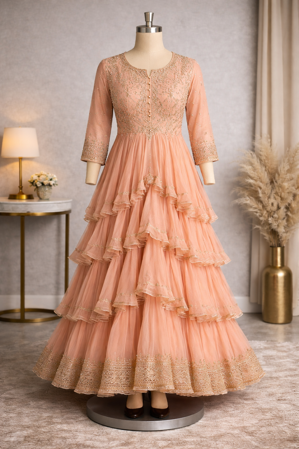 Layered Anarkali.Fully Customised