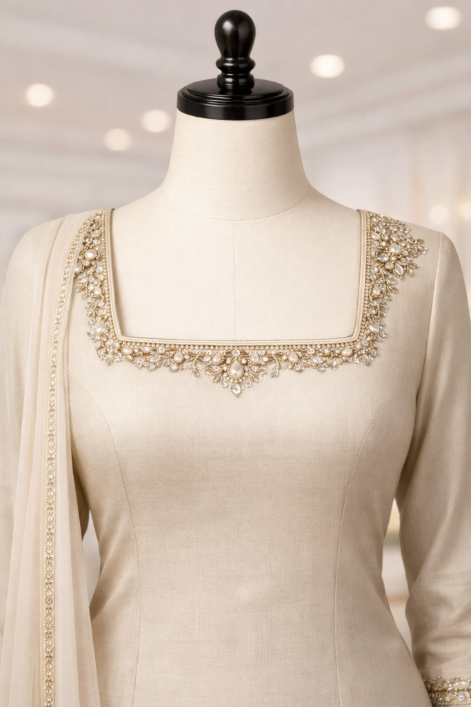 Square Neck – Royal Embellished Designer Finish