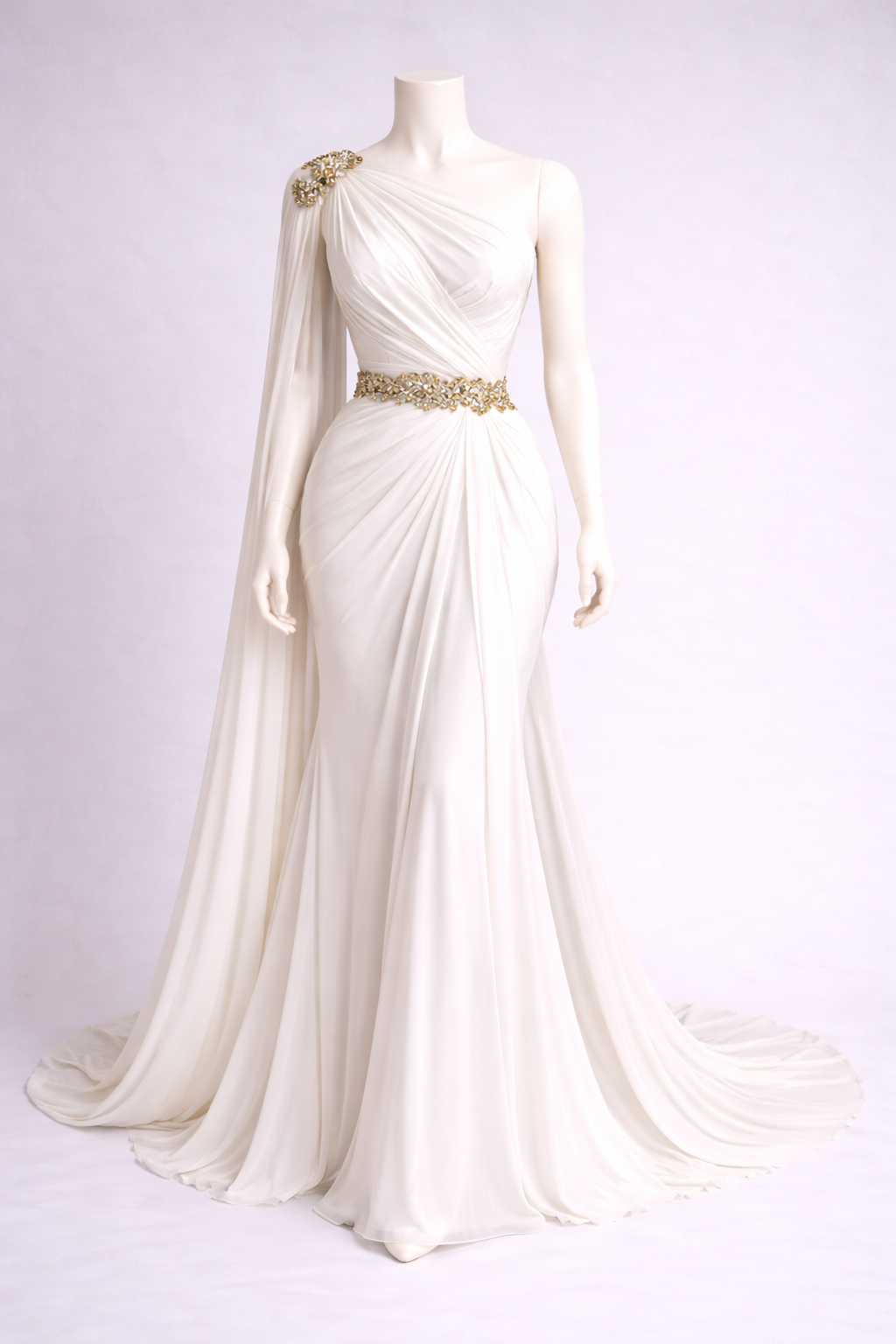 Neoclassical Draped Couture Gown