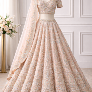 Pastel Bridal Lehenga – Heavy Stone Work | Fully Customised