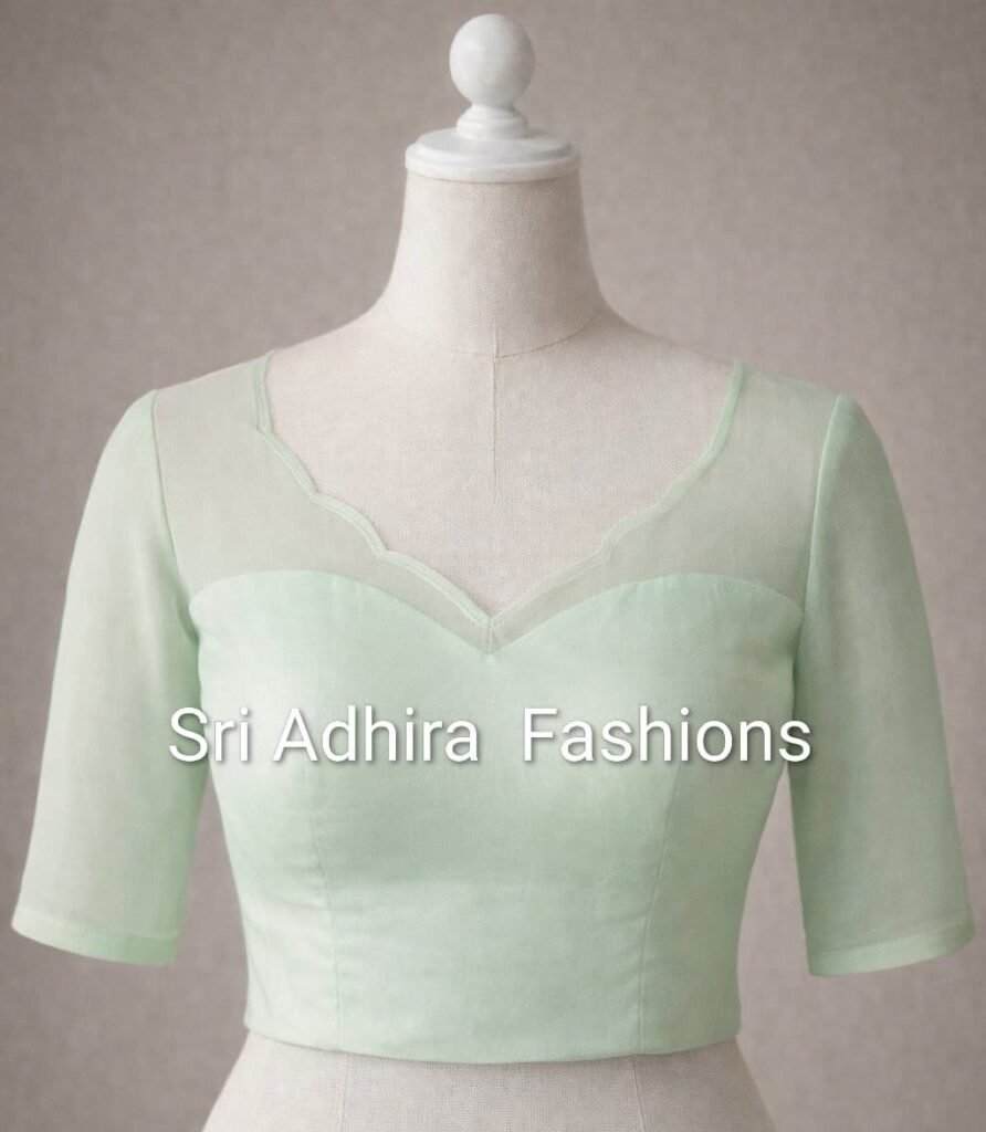 Elegant scallop neckline blouse