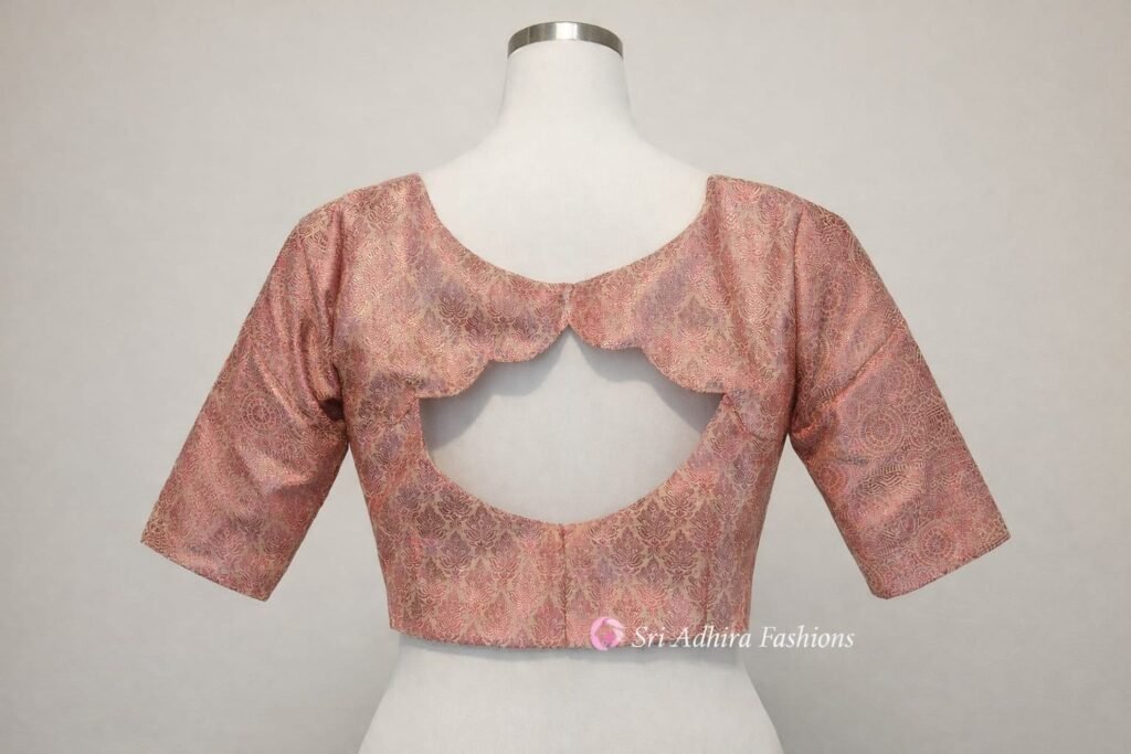 Scallop Cut-Out Back Blouse