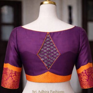 Diamond Lattice Back Blouse Design – Custom Stitching