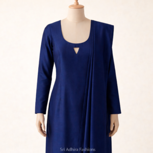 Navy blue churidhar stitching design with U neck and triangle cut by Sri Adhira Fashions Chennai