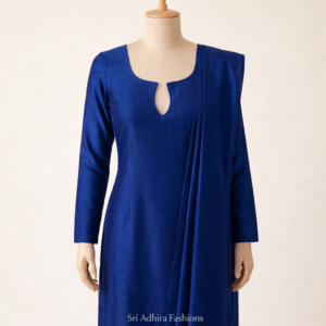 Royal blue keyhole neck churidhar tight fit tailoring sample by Sri Adhira Fashions Chennai